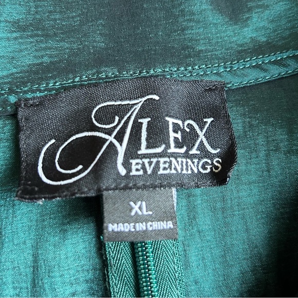 NWT Alex Evenings Green Taffeta Tie Waist Portrait Collar 3/4 Sleeve Top Sz XL - Picture 12 of 16